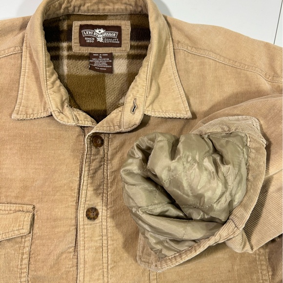 Men’s Levi’s Strauss corduroy button down fleece lined shirt jacket size XL Tan - Picture 9 of 9